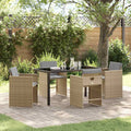 Garden Dining Set 5 Pcs Beige Poly Rattan