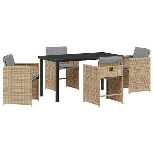 Garden Dining Set 5 Pcs Beige Poly Rattan