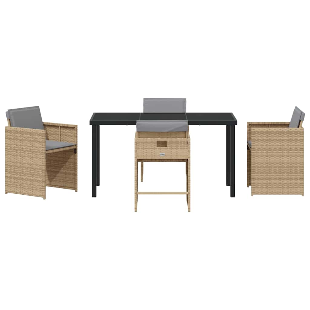 Garden Dining Set 5 Pcs Beige Poly Rattan