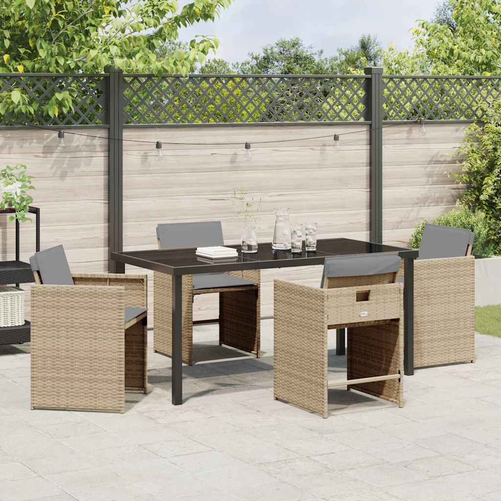 Garden Dining Set 5 Pcs Beige Poly Rattan