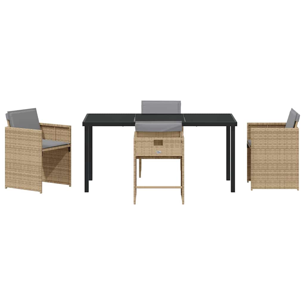 Garden Dining Set 5 Pcs Beige Poly Rattan