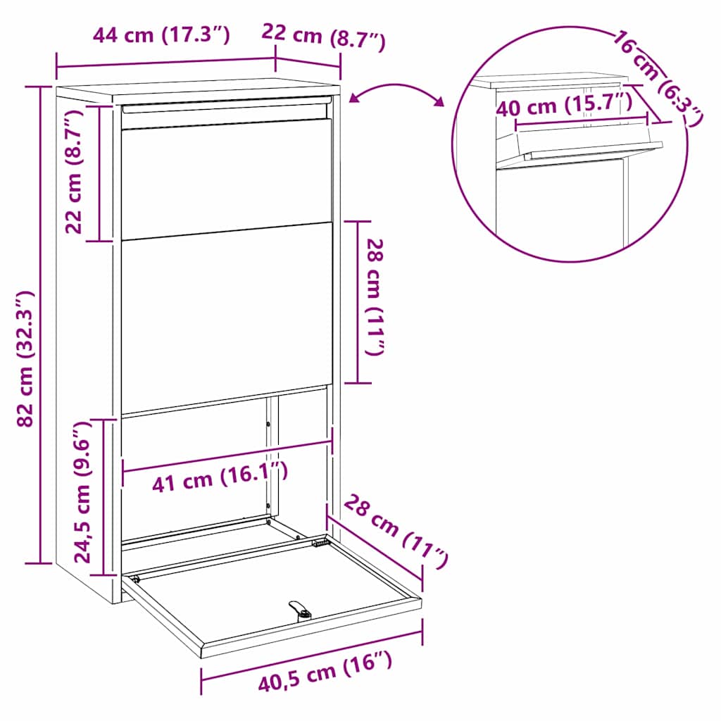 Parcel Drop Box Silver 44 X 22 X 82 Cm