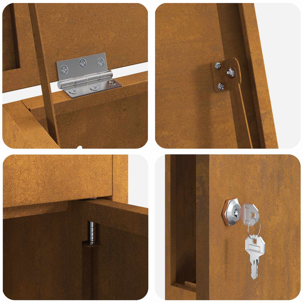 Parcel Drop Box Rusty 44.5 X 29 X 110.5 Cm