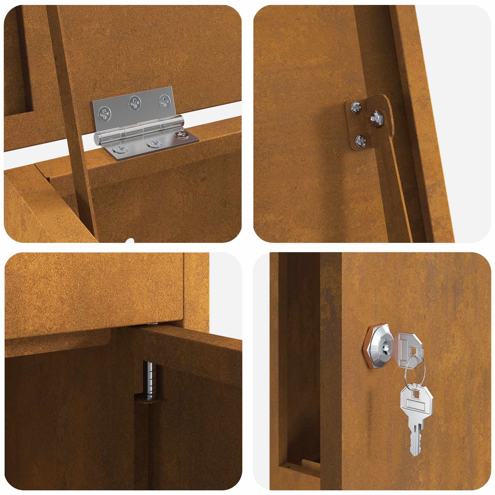 Parcel Drop Box Rusty 44.5 X 29 X 110.5 Cm