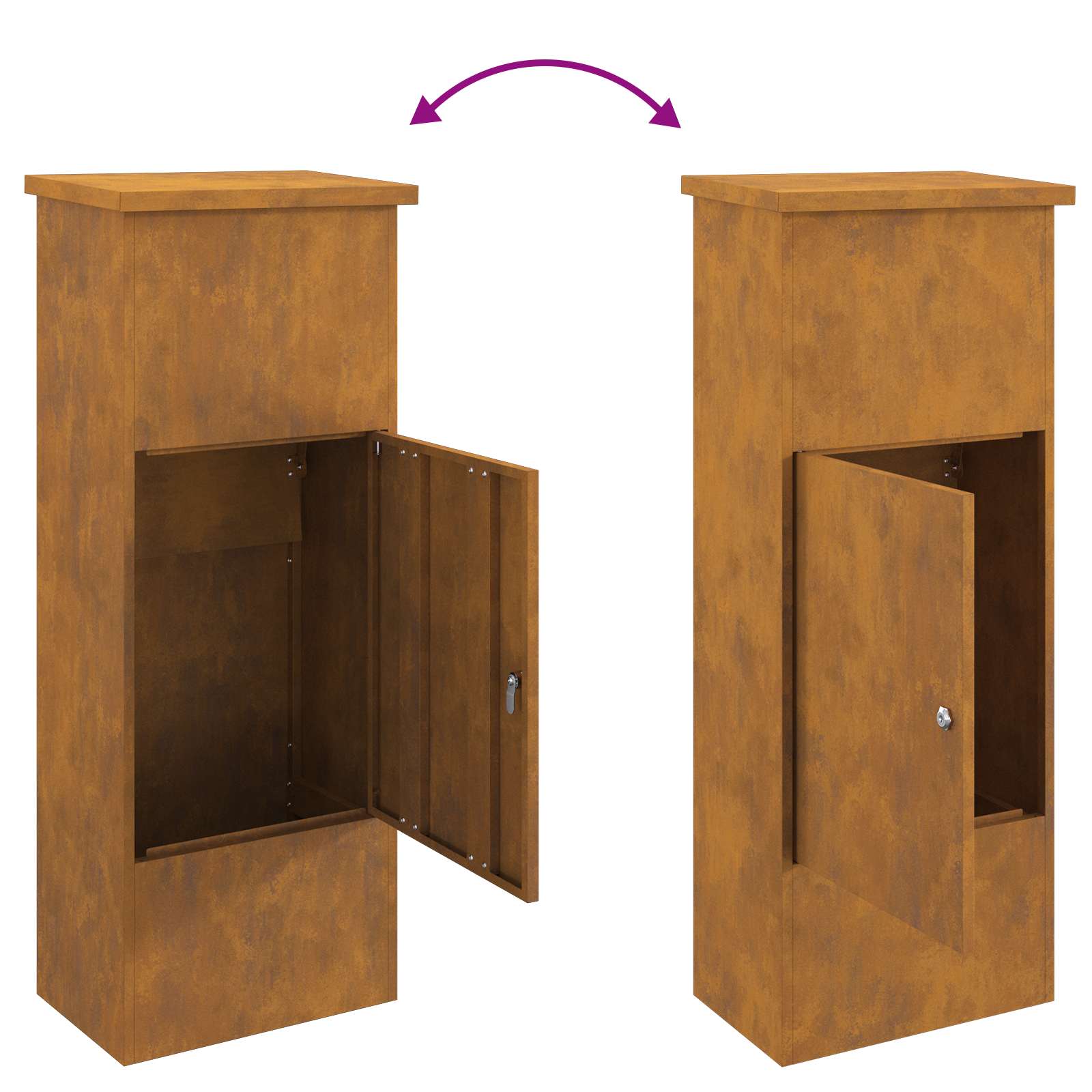 Parcel Drop Box Rusty 44.5 X 29 X 110.5 Cm