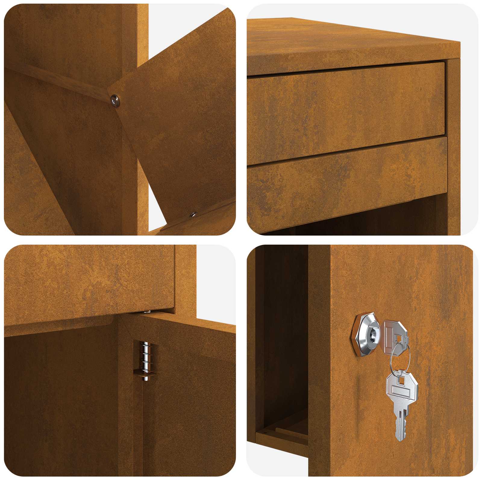 Parcel Drop Box Rusty 41 X 38 X 103 Cm