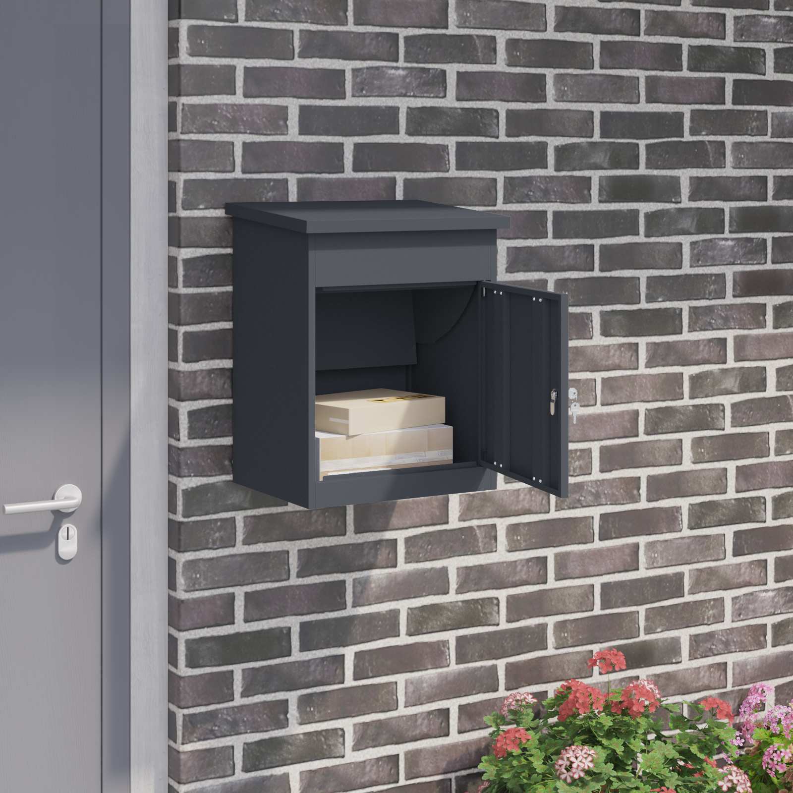 Parcel Drop Box Black 47.5 X 38 X 59 Cm