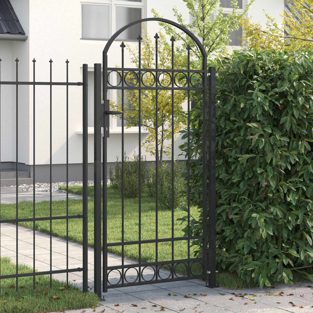 Garden Gate Grey Steel 200x88cm Lockable Fence Posts & 3 Keys ⭐ LED 200 cm
