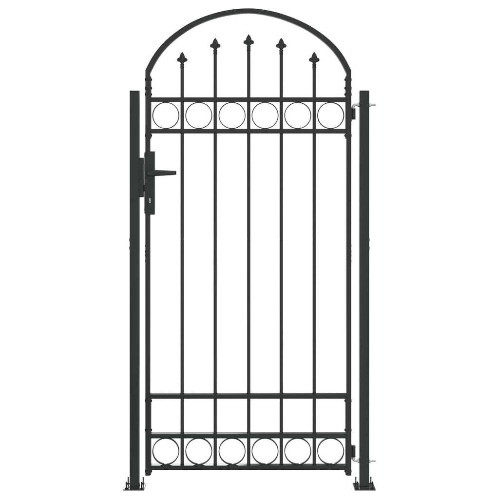 Garden Gate Grey Steel 200x88cm Lockable Fence Posts & 3 Keys ⭐ LED 200 cm