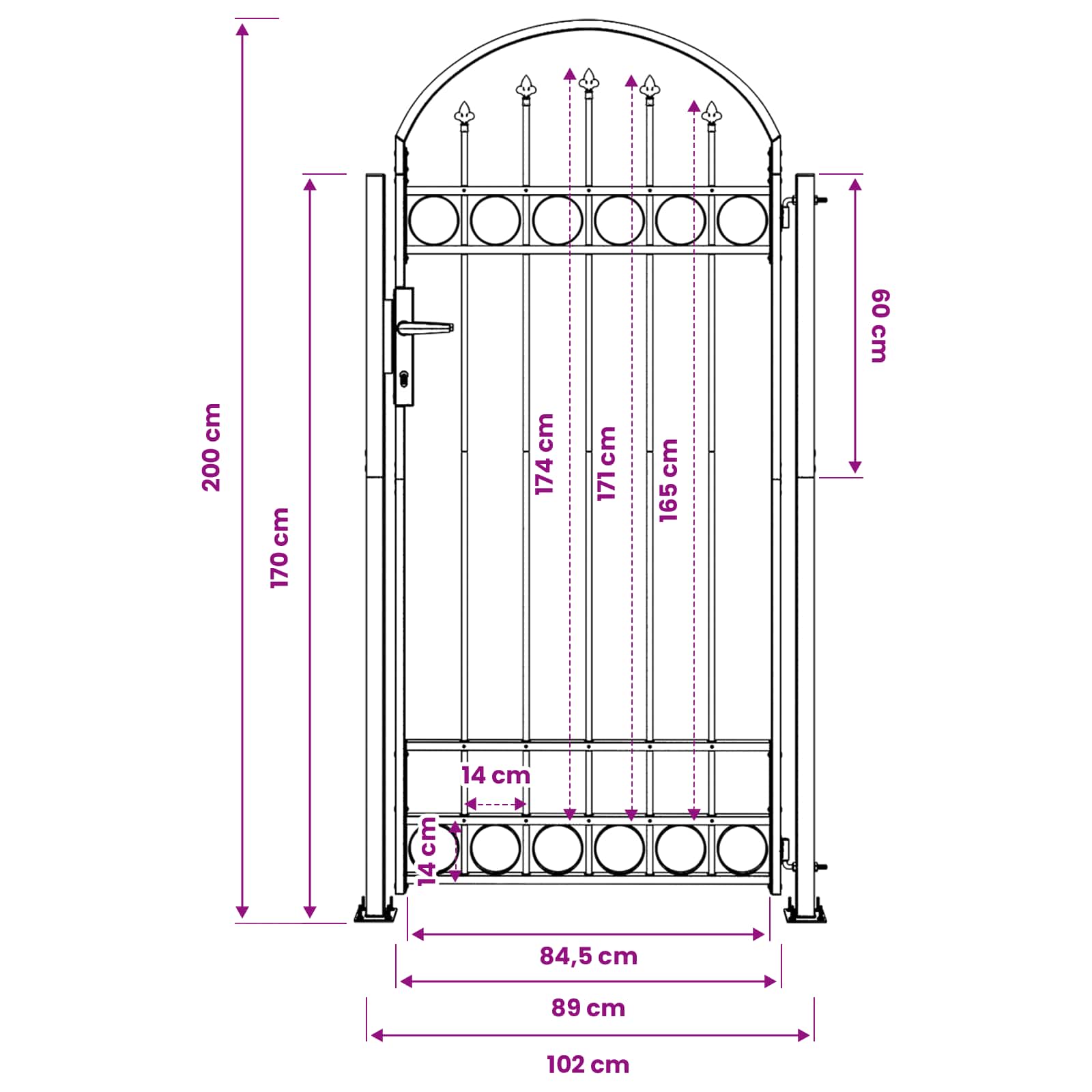 Fence Post Assen 200 X 88 X 14 Cm Steel Lockable