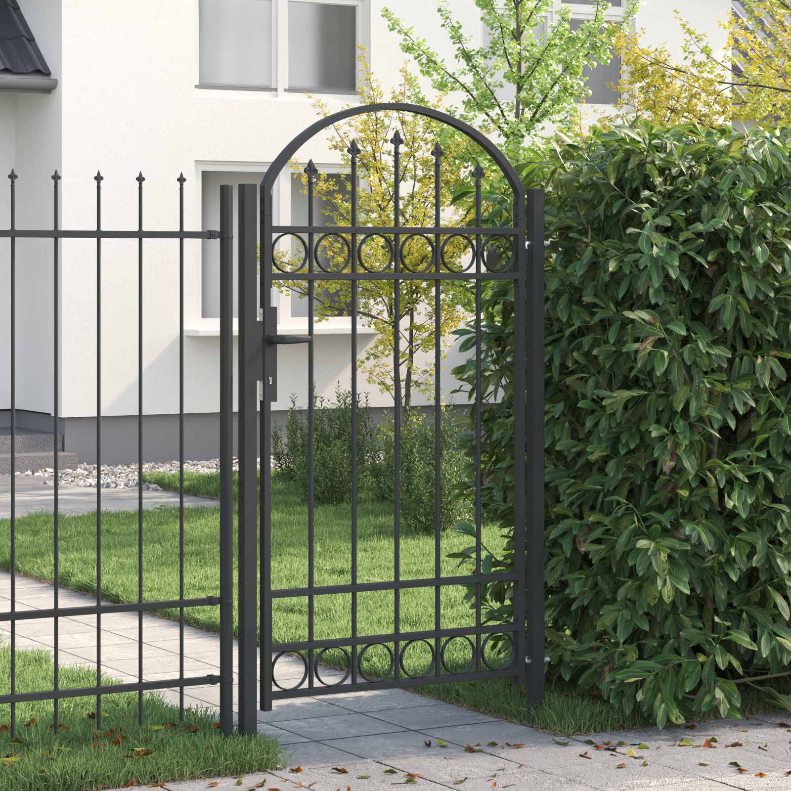 Fence Gate Assen 100 X 175 Cm Powder-Coated Steel Lockable