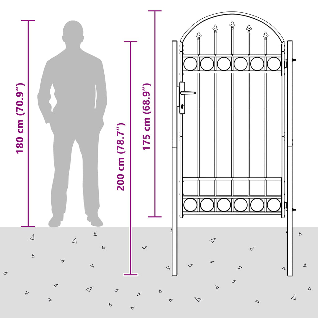 Fence Gate Assen 100 X 175 Cm Powder-Coated Steel Lockable