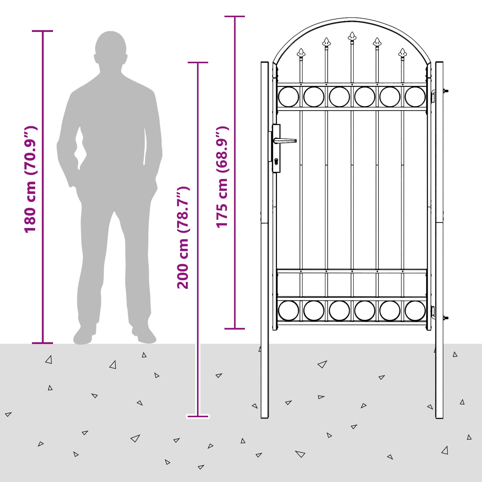 Fence Gate Assen 100 X 175 Cm Powder-Coated Steel Lockable