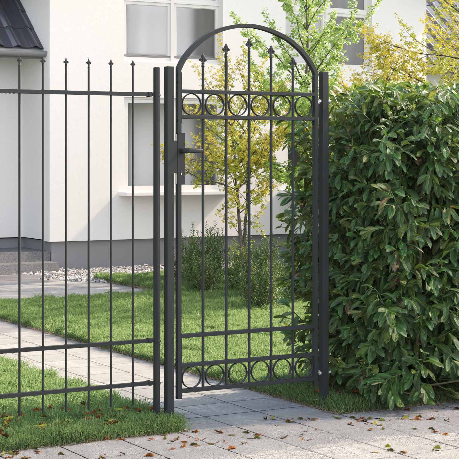 Fence Gate Assen 100 X 175 Cm Powder-Coated Steel Lockable