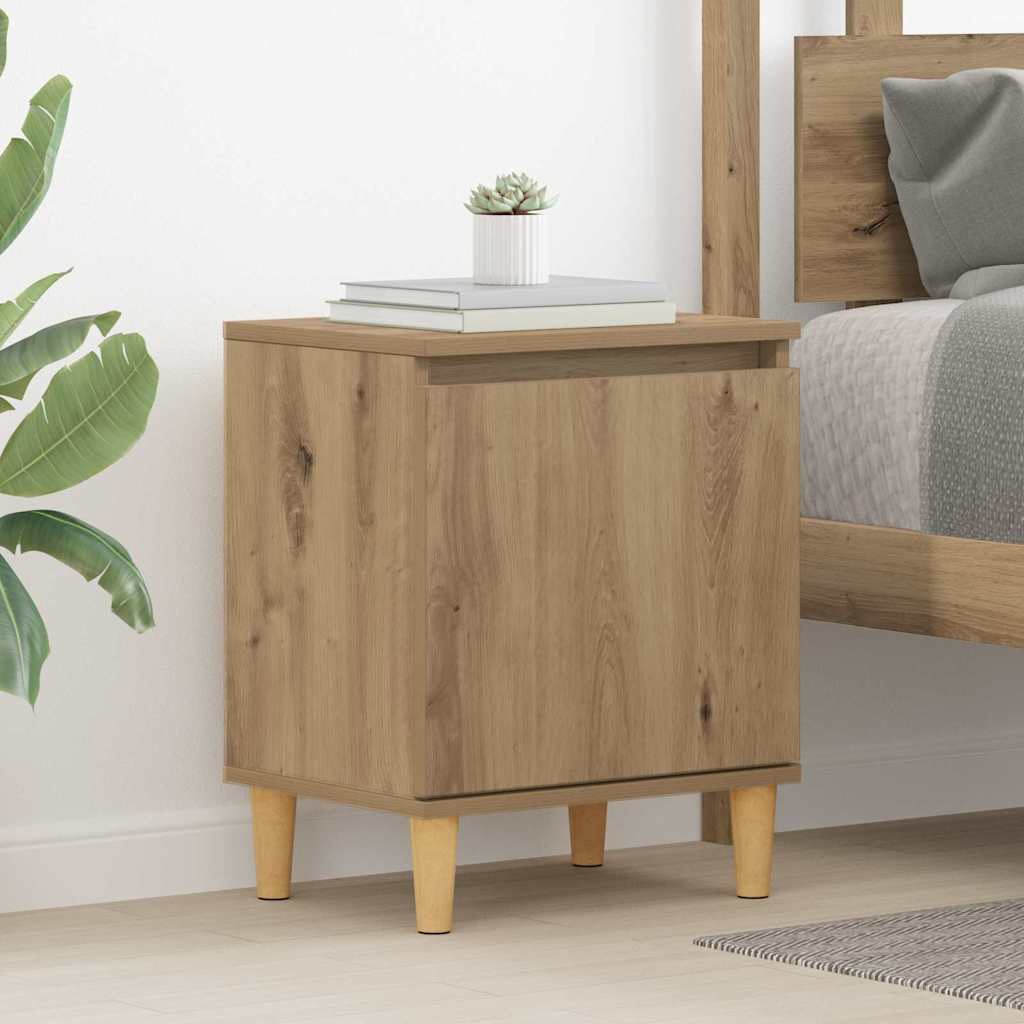 Bed Cabinet With Solid Wood Legs 40X30X50 Cm
