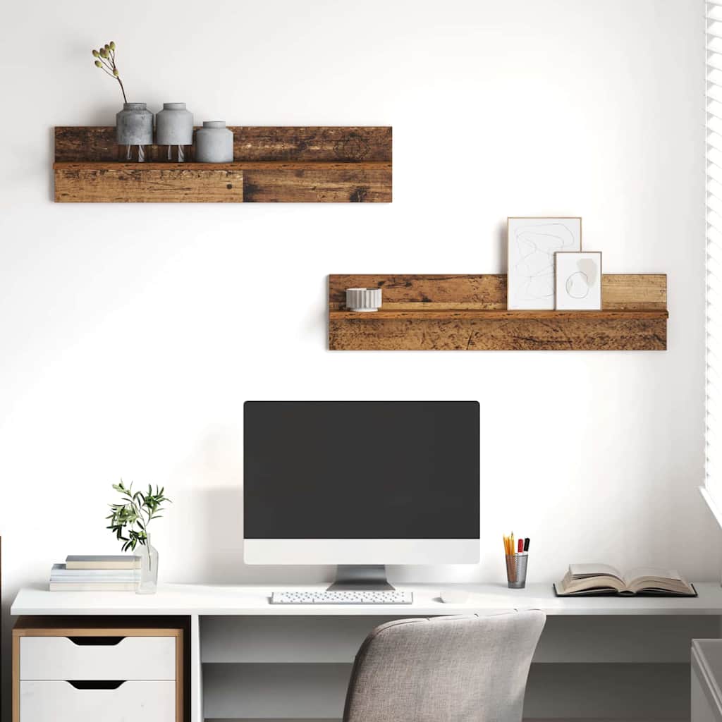 Wall Shelf 2 Pcs 80 X 11.5 X 18 Cm Engineered Wood