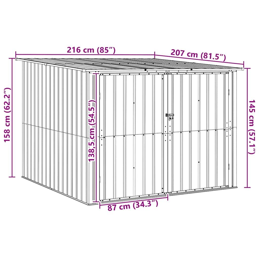 Bike Shed 3 Pcs 216 X 207 X 158 Cm Metal