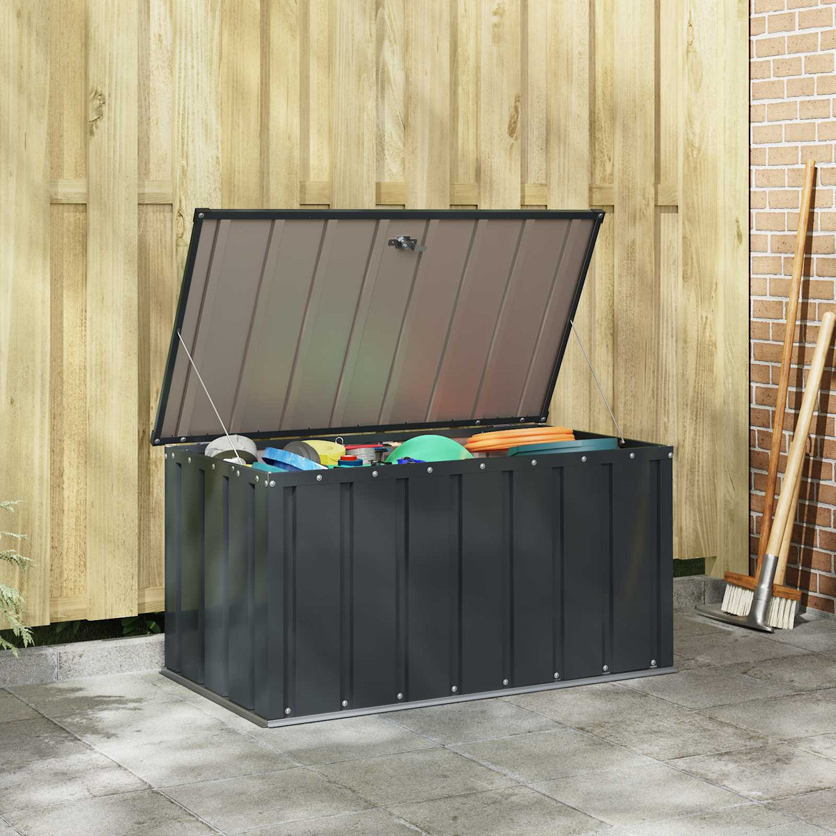 Garden Storage Box Black 101 X 82 X 50 Cm Steel