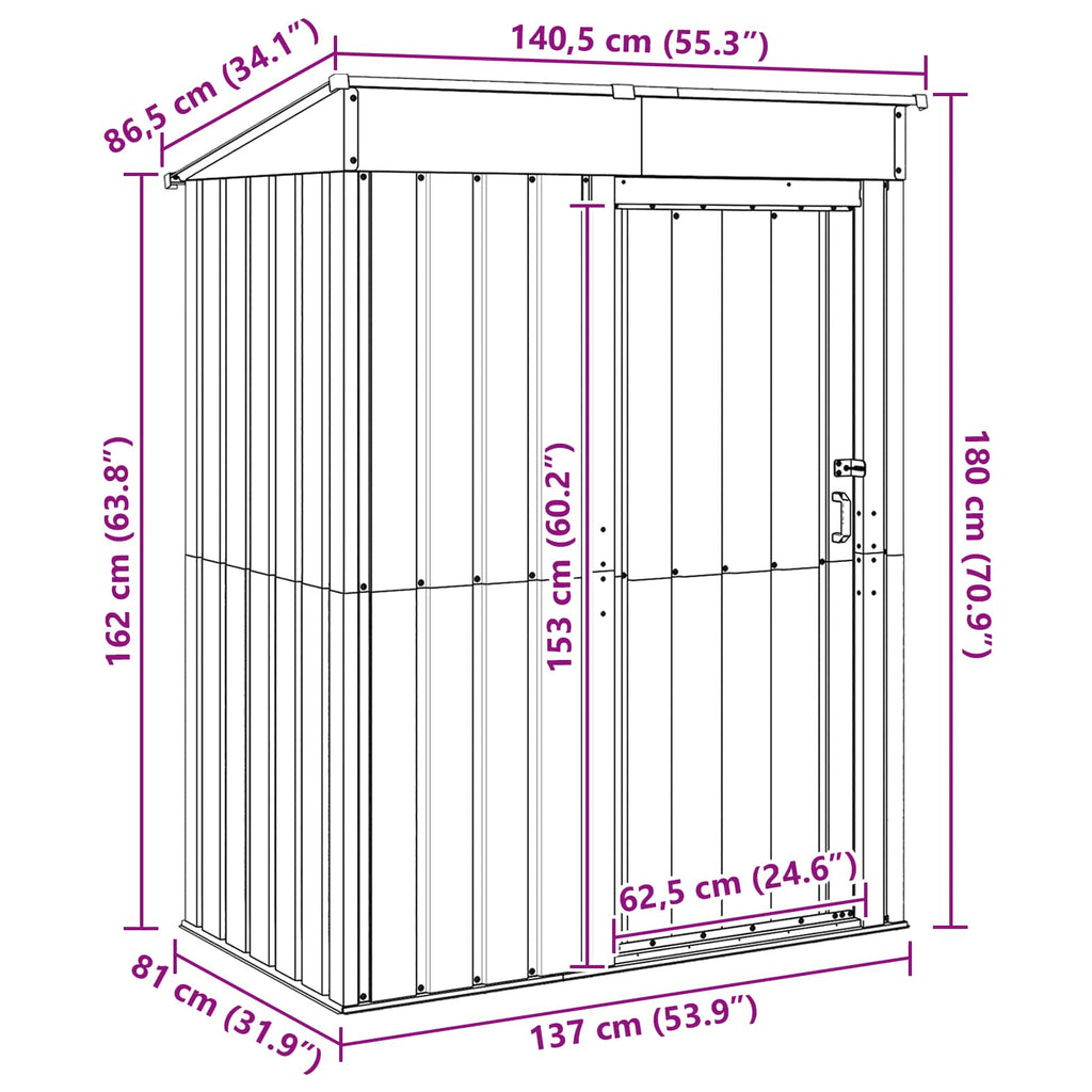 Garden Sheds 137 X 81 X 180 Cm Metal