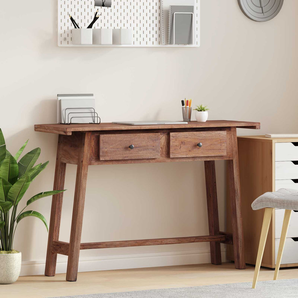 Console Tables Desk Drawer Brown 110 X 30 79 Cm Solid Mahogany Wood 110 cm