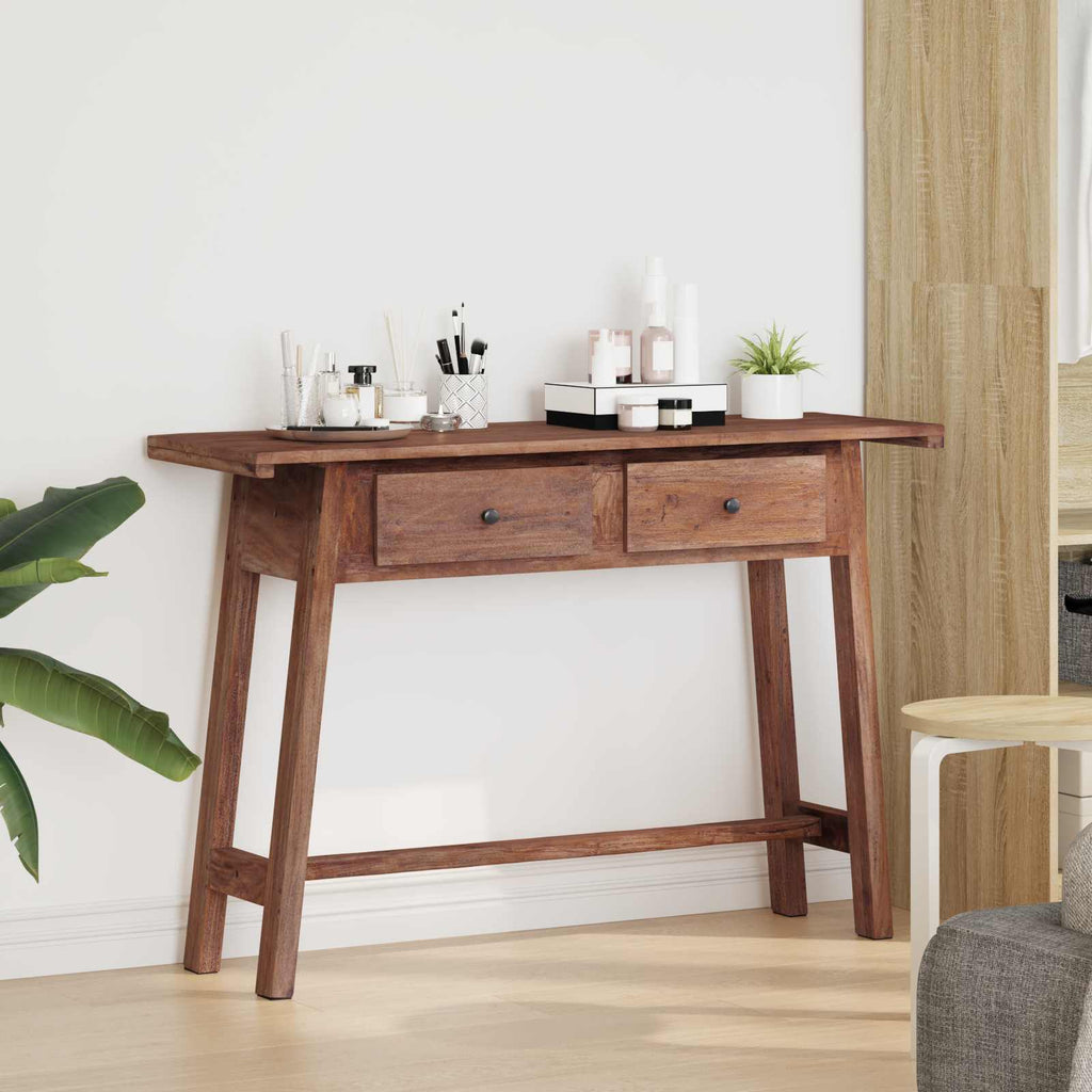 Console Tables Desk Drawer Brown 110 X 30 79 Cm Solid Mahogany Wood 110 cm