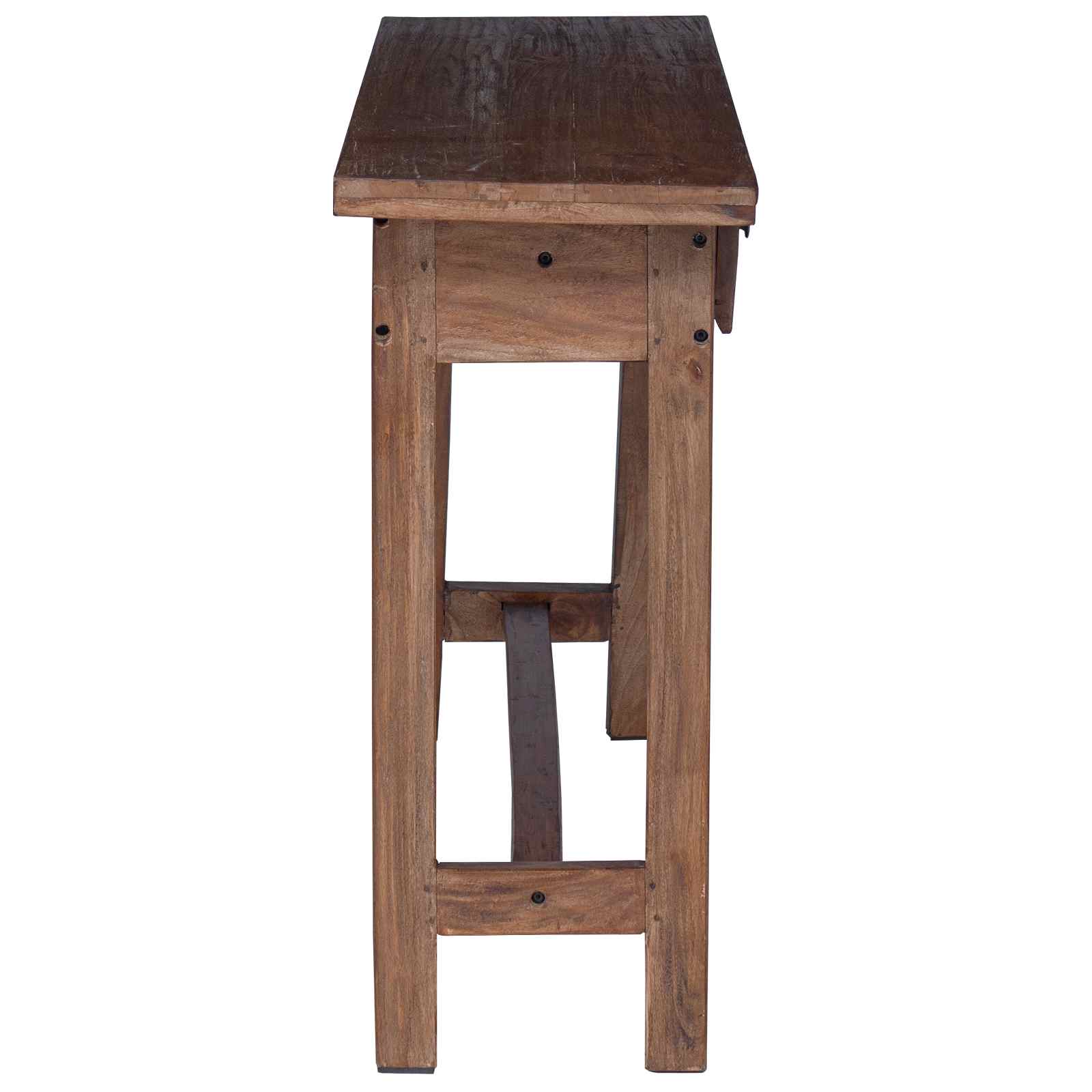 Desk With Drawer Brown 110 X 30 X 79 Cm Solid Mahogany Wood