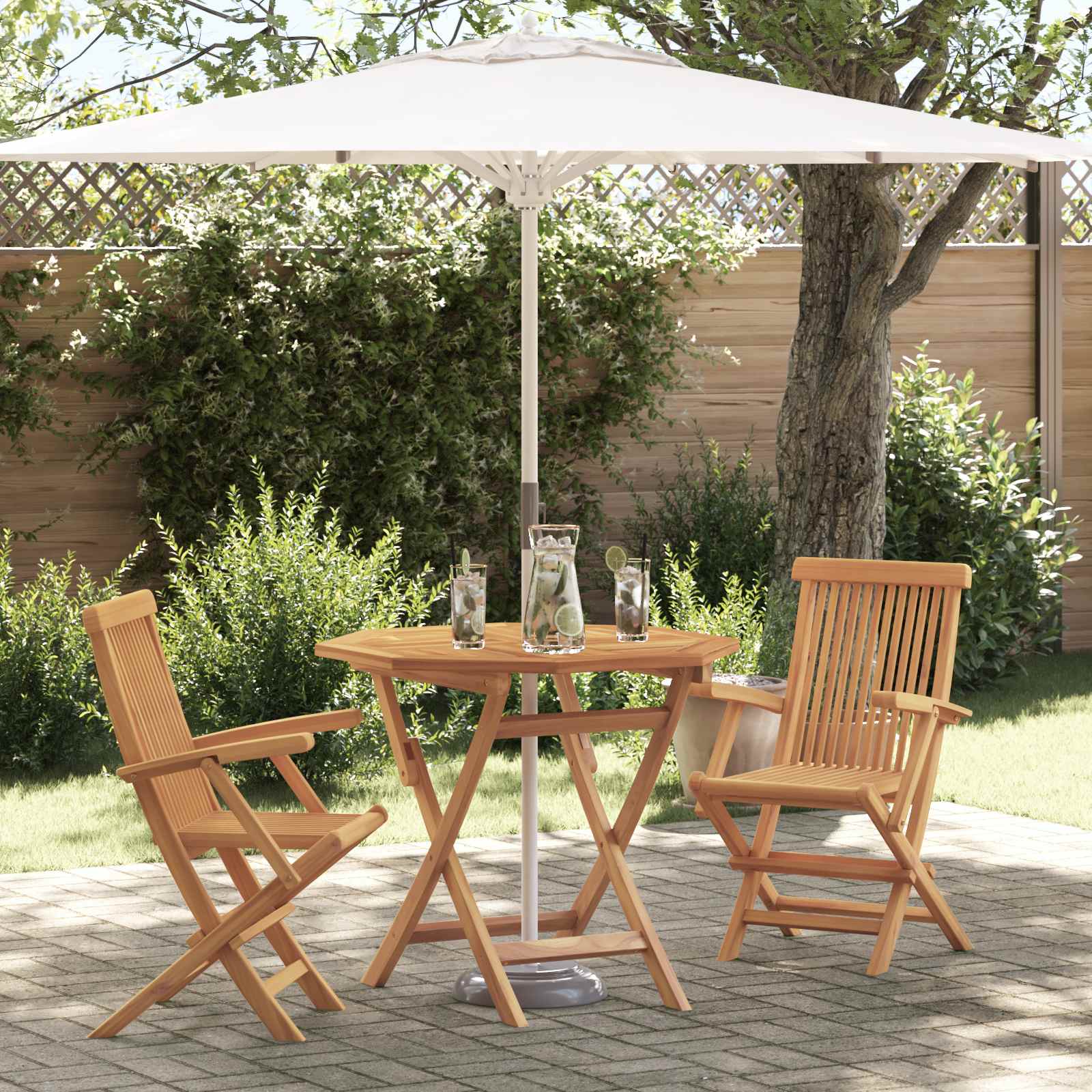 5 Piece Garden Dining Set Solid Teak Wood