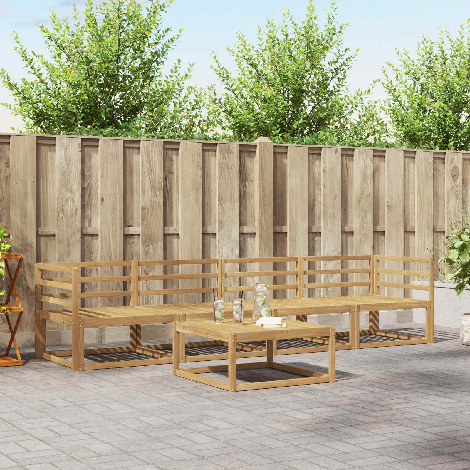 Outdoor Sofa Set 5 Pcs Solid Acacia Wood