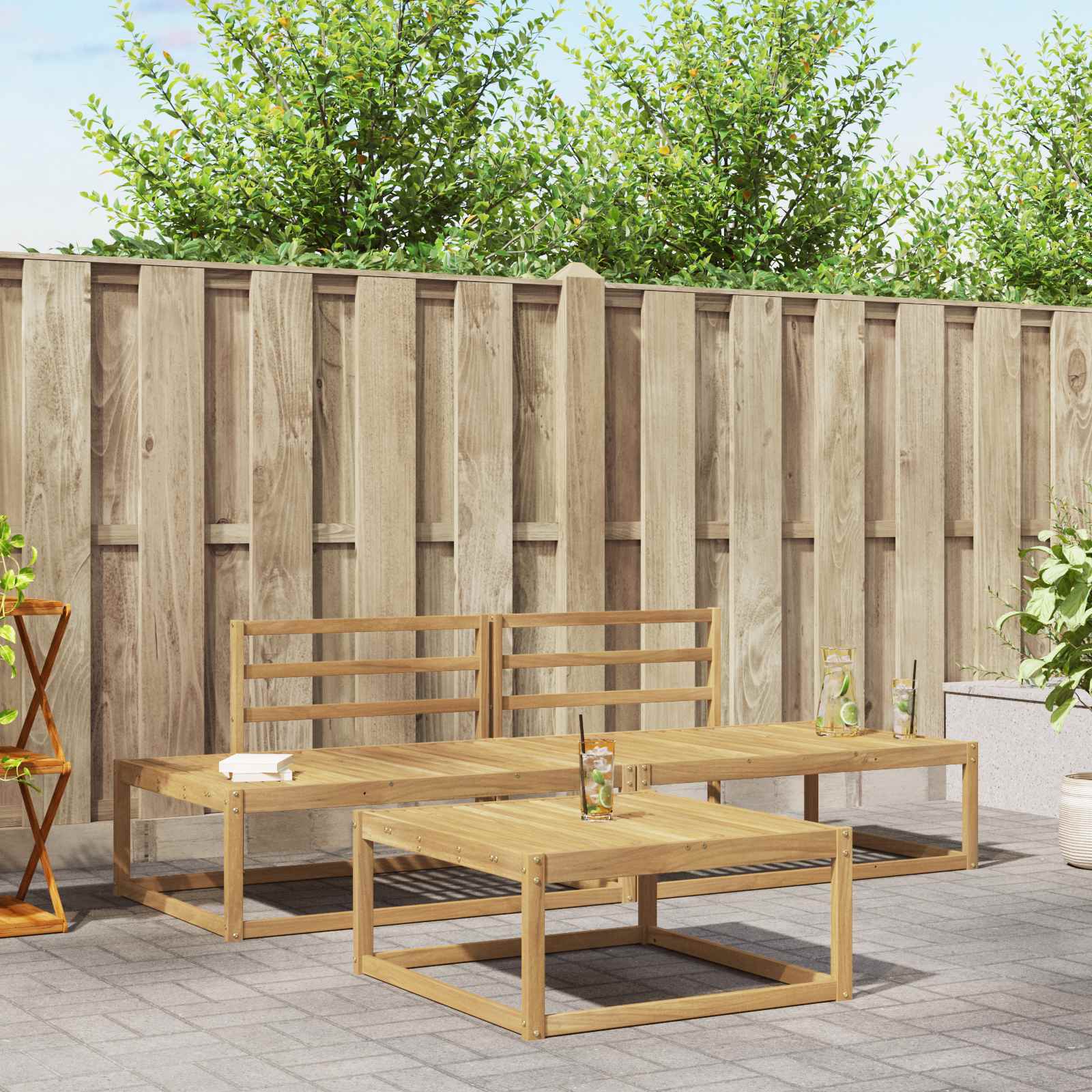Outdoor Sofa Set Solid Acacia Wood