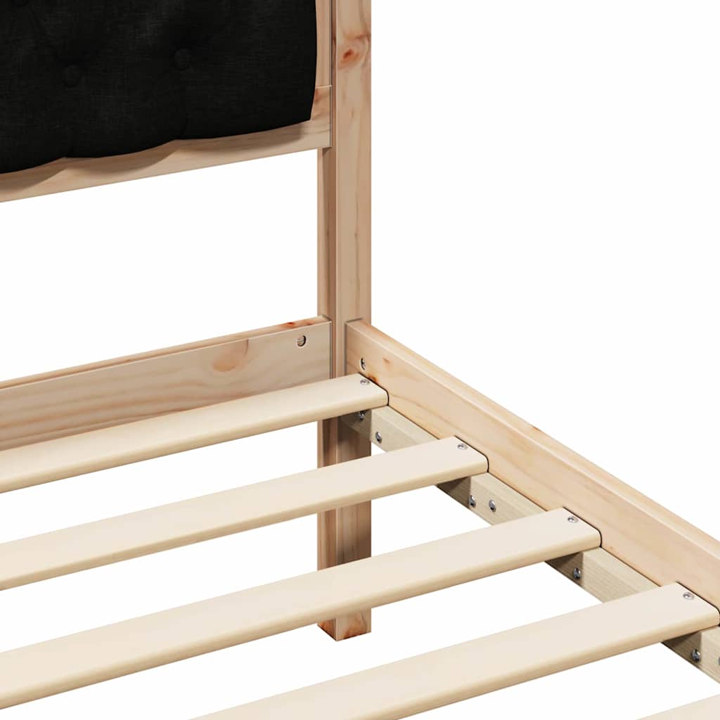 Bed Frame With Headboard Black Solid Pine Wood