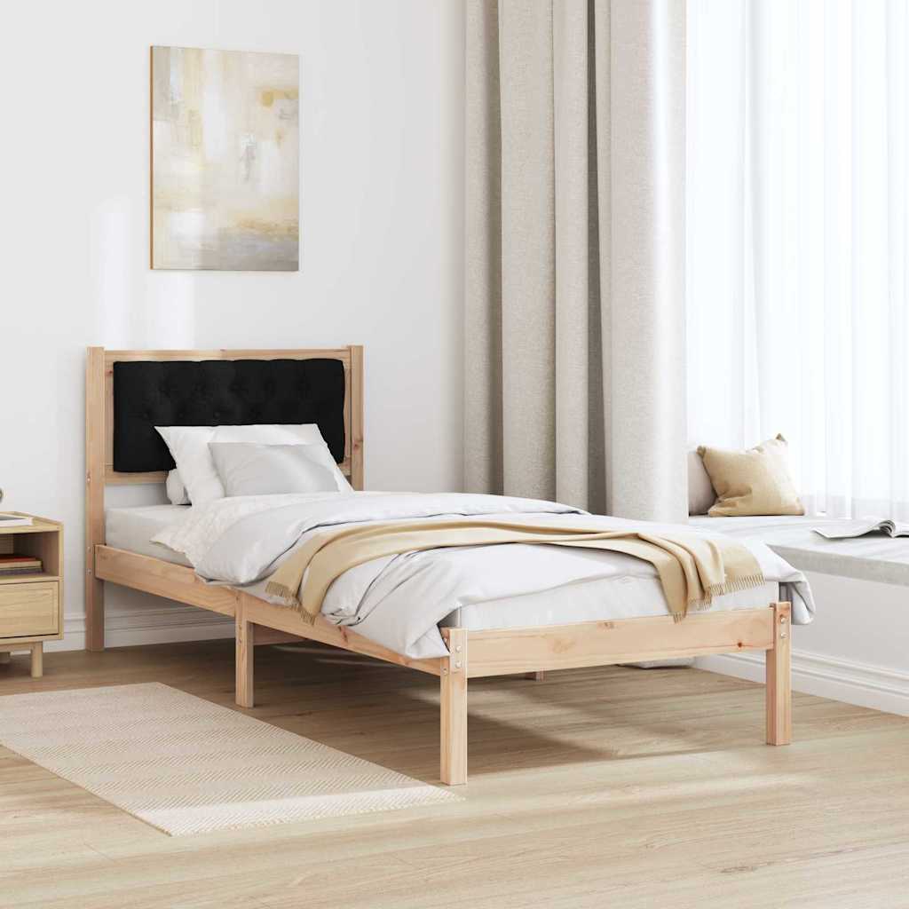 Bed Frame With Headboard Black Solid Pine Wood