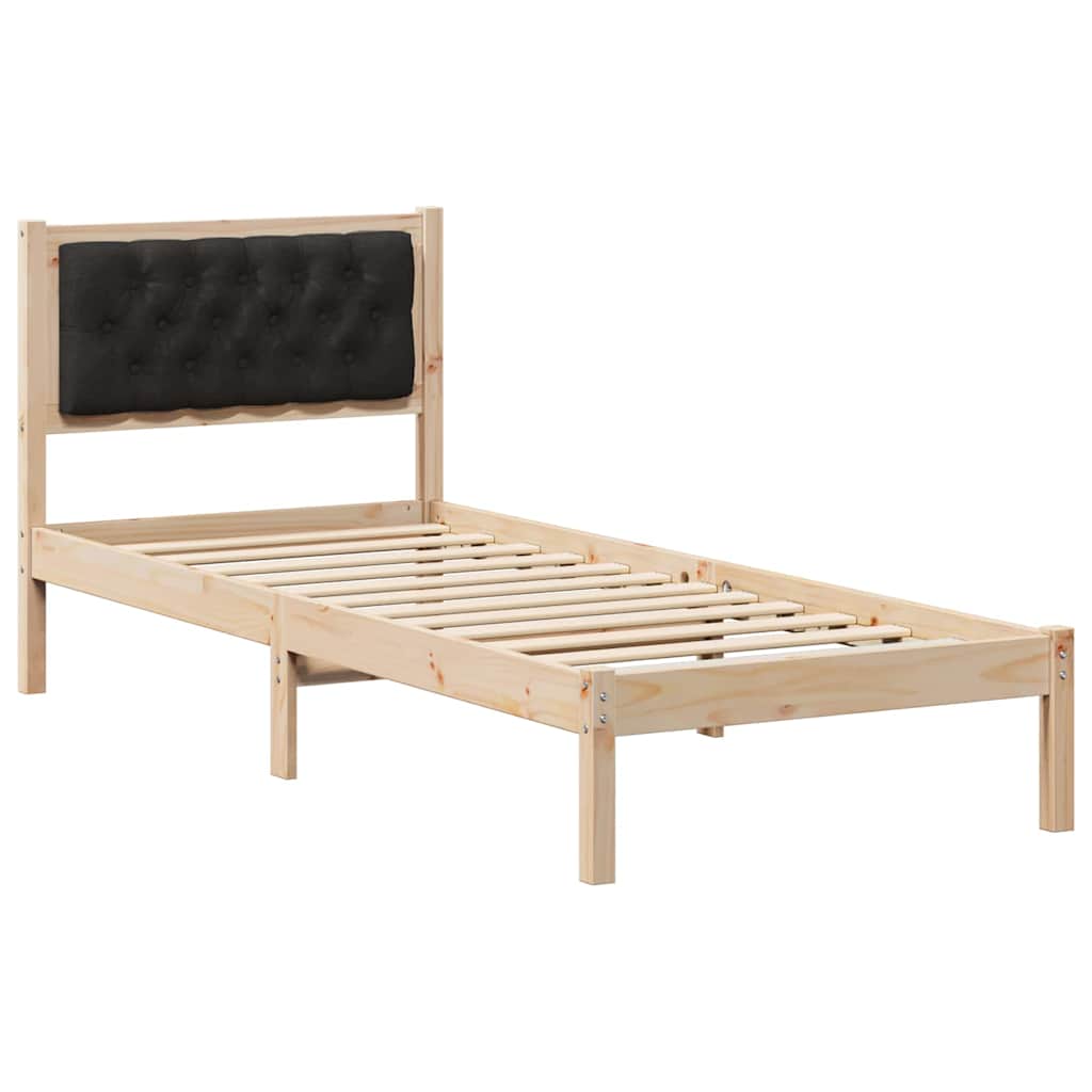 Bed Frame With Headboard Black Solid Pine Wood
