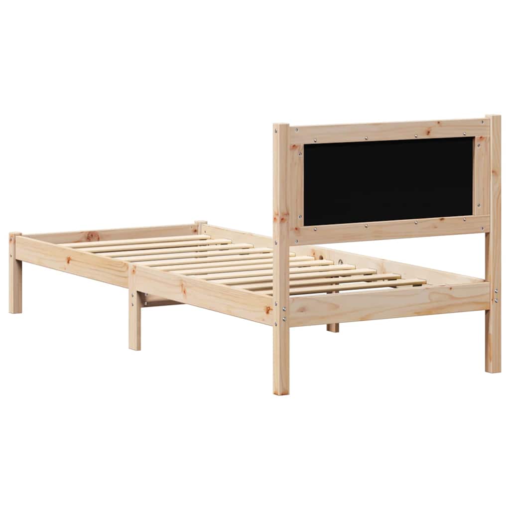Bed Frame With Headboard Black Solid Pine Wood