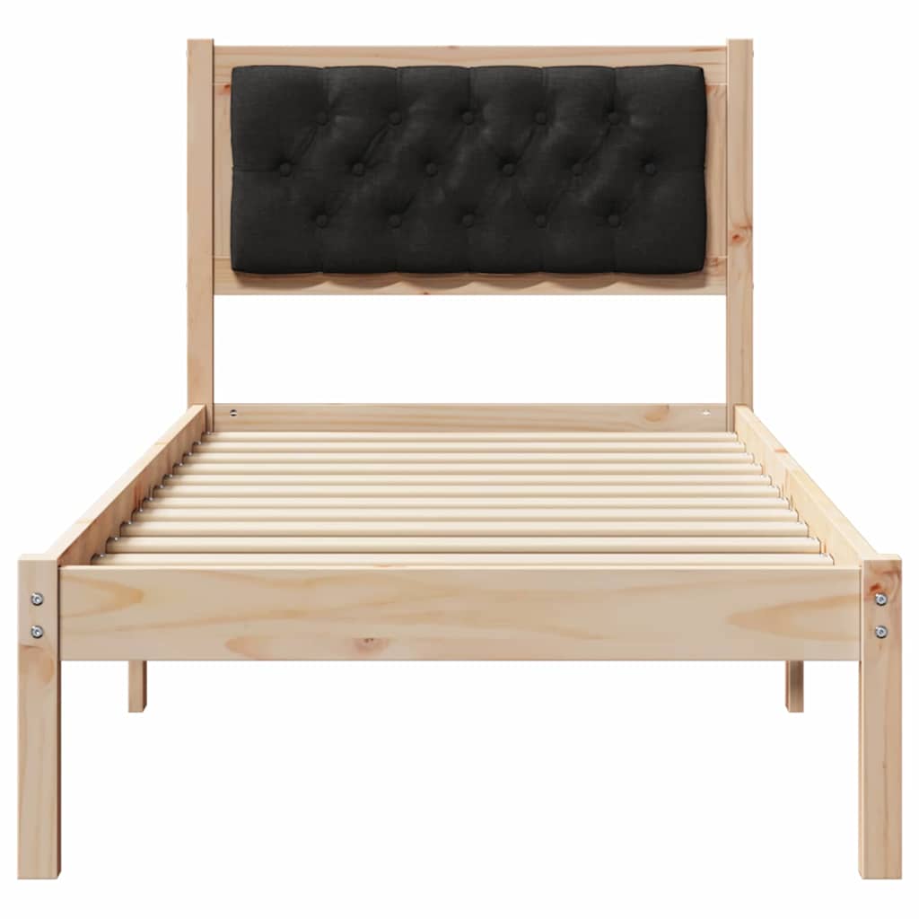 Bed Frame With Headboard Black Solid Pine Wood