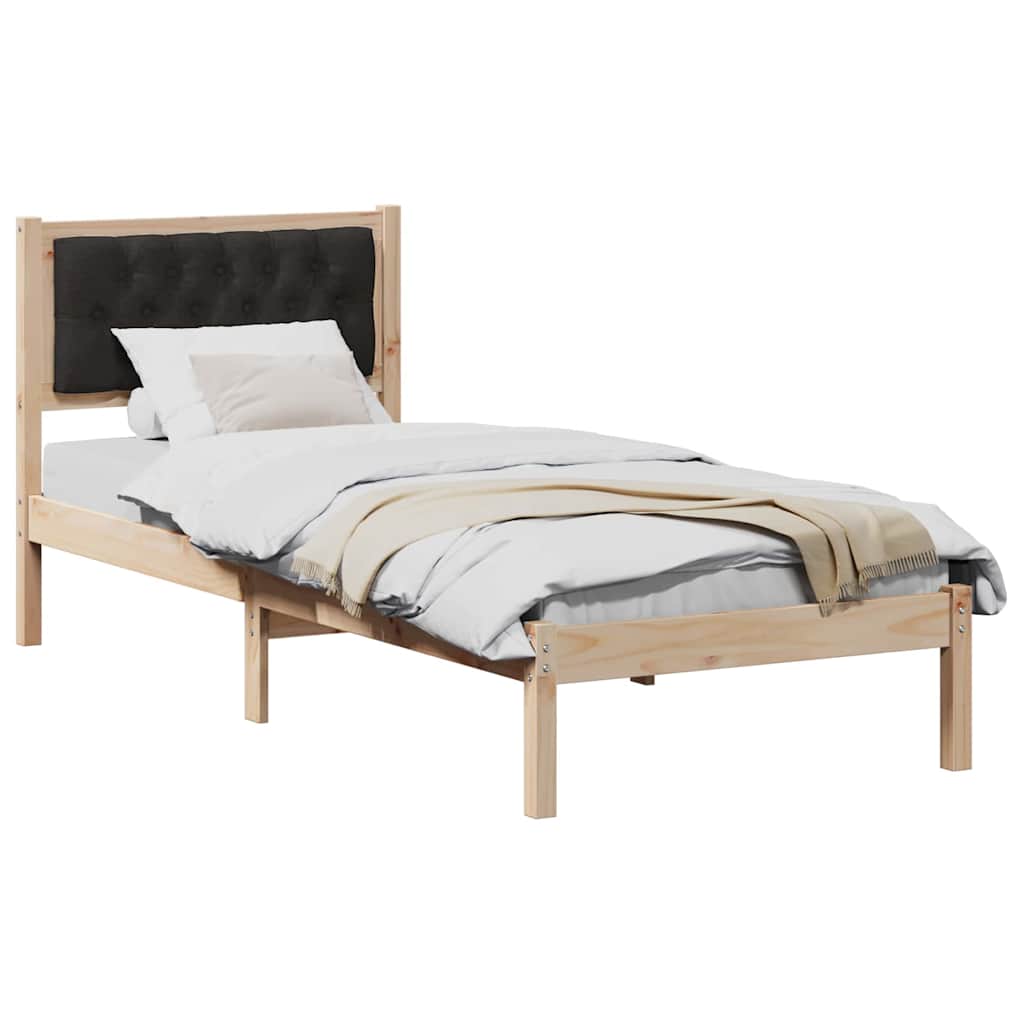 Bed Frame With Headboard Black Solid Pine Wood