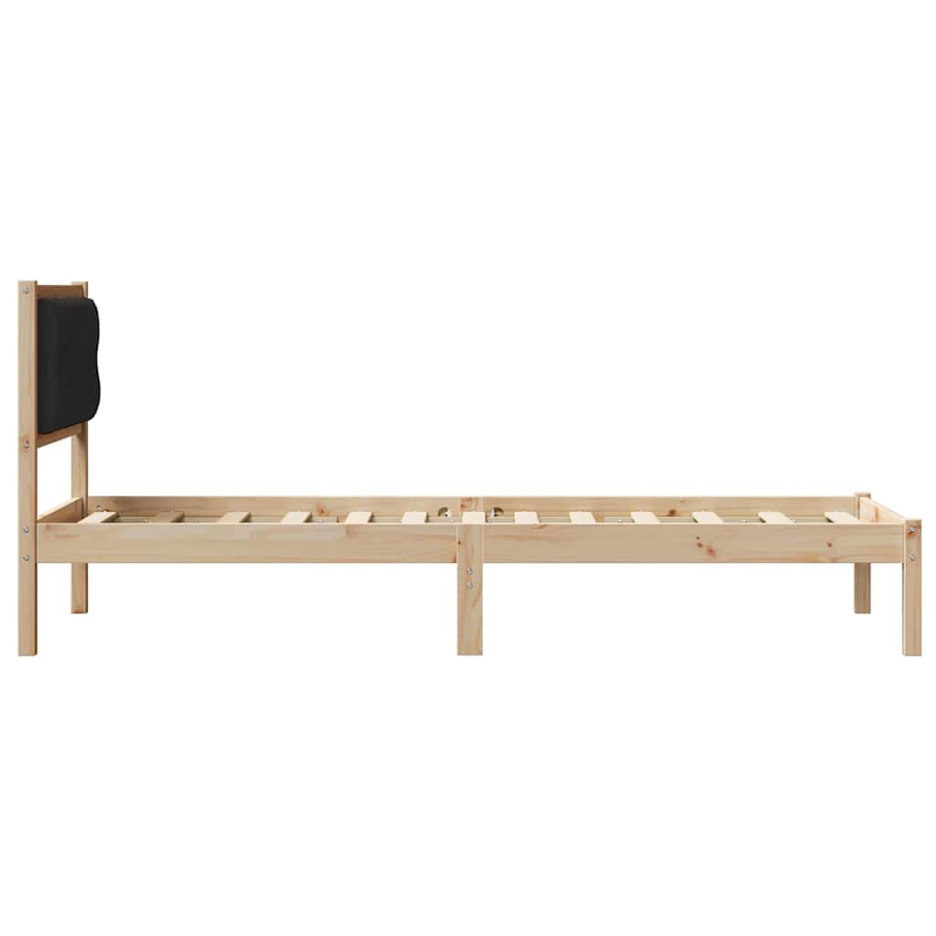 Bed Frame With Headboard Black Solid Pine Wood