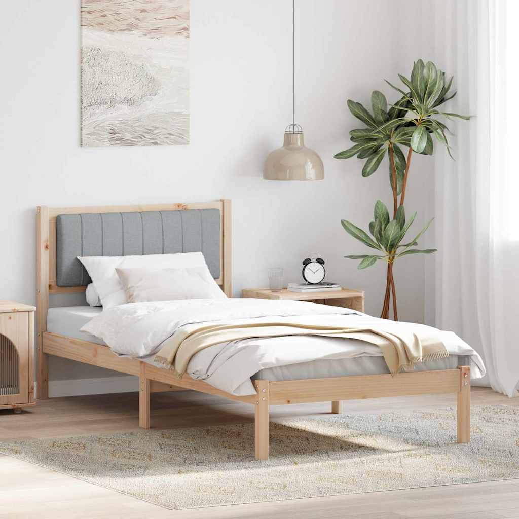 Bed Frame With Upholstered Headboard Light Grey