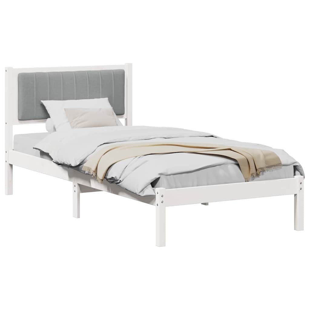 Bed Frame With Upholstered Headboard Light Grey