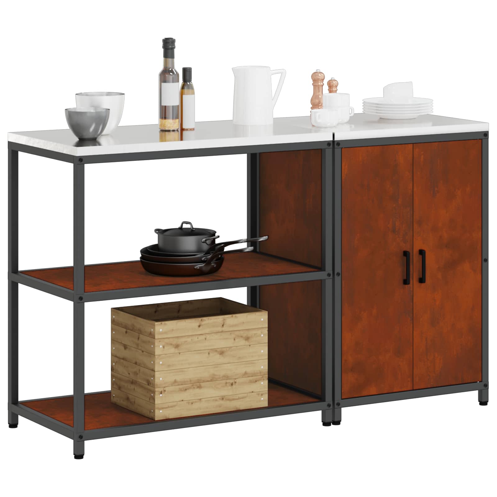 Kitchen Storage Set Hattem 2 Pcs Rusty Steel
