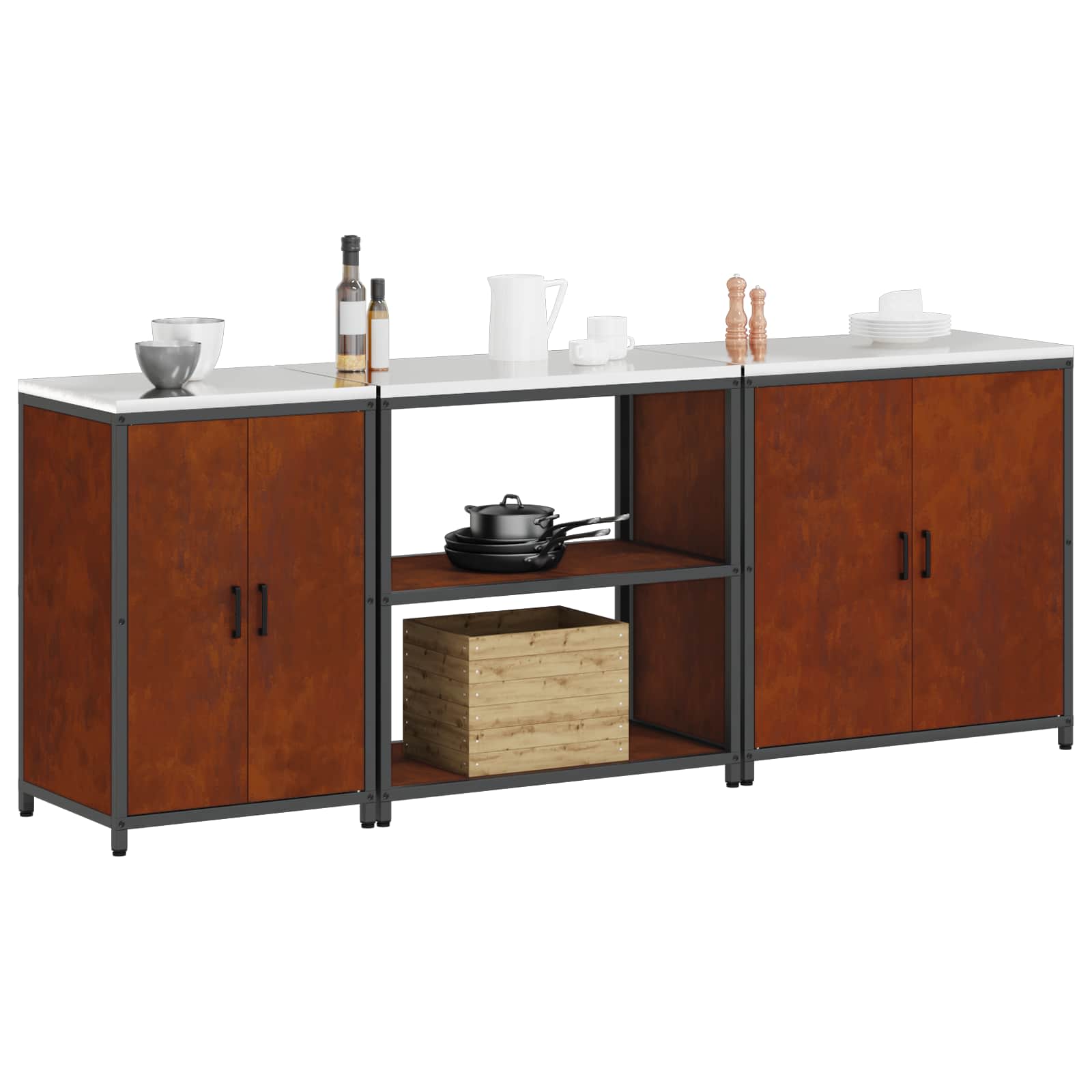 Kitchen Storage Set Hattem 3 Pcs Rusty Steel