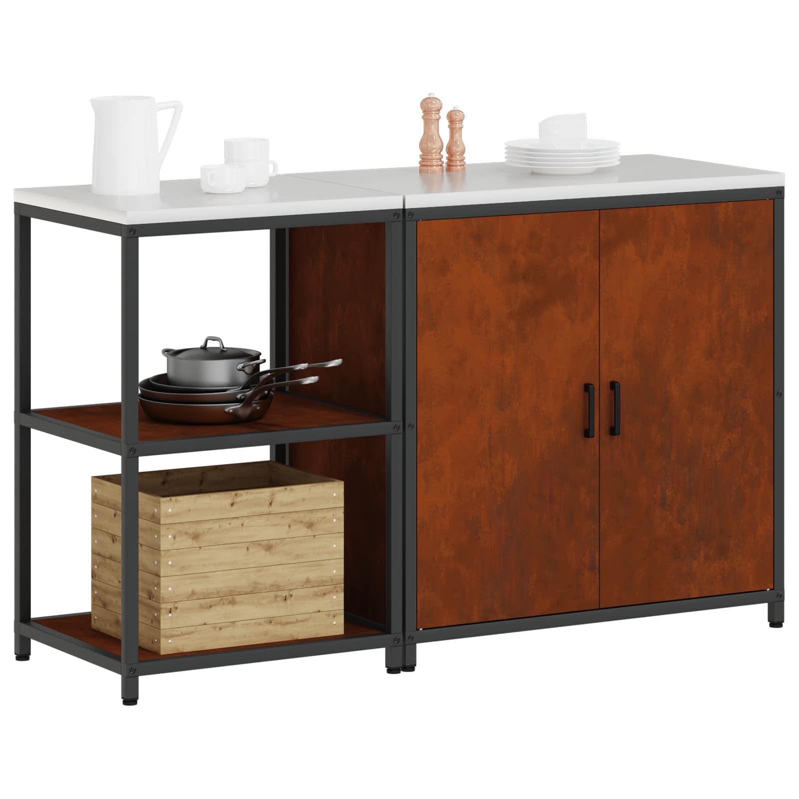 Kitchen Storage Set Hattem 2 Pcs Rusty Steel