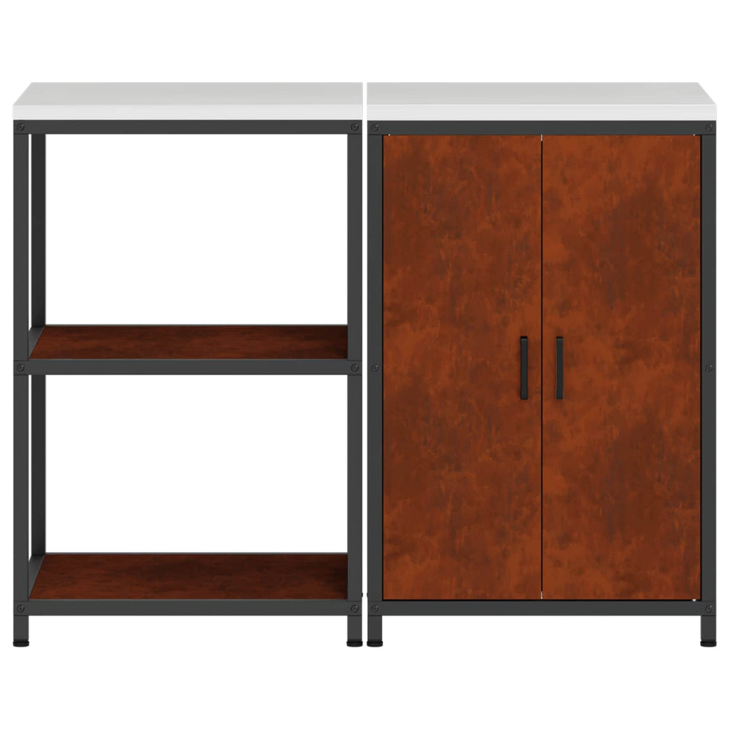 Kitchen Storage Set Hattem 2 Pcs Rusty Steel