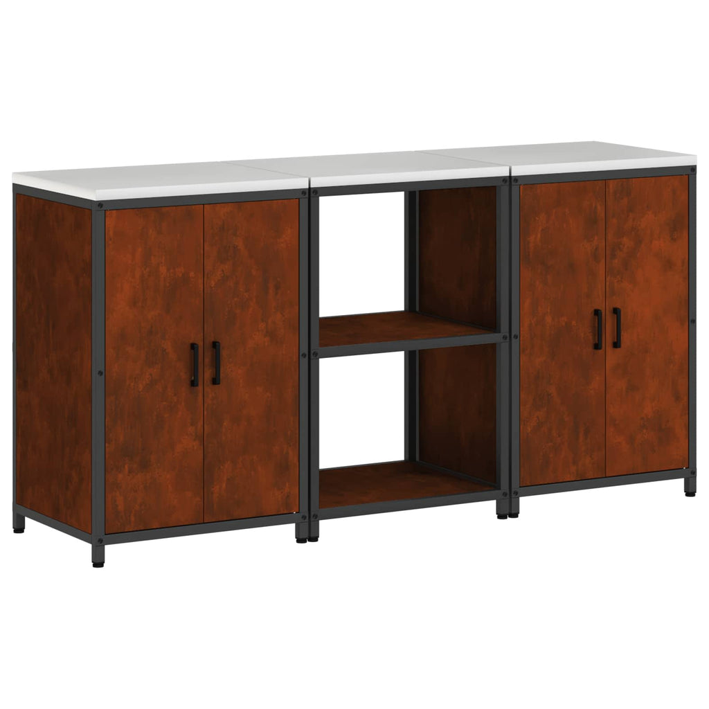 Kitchen Storage Set Hattem 3 Pcs Rusty Steel