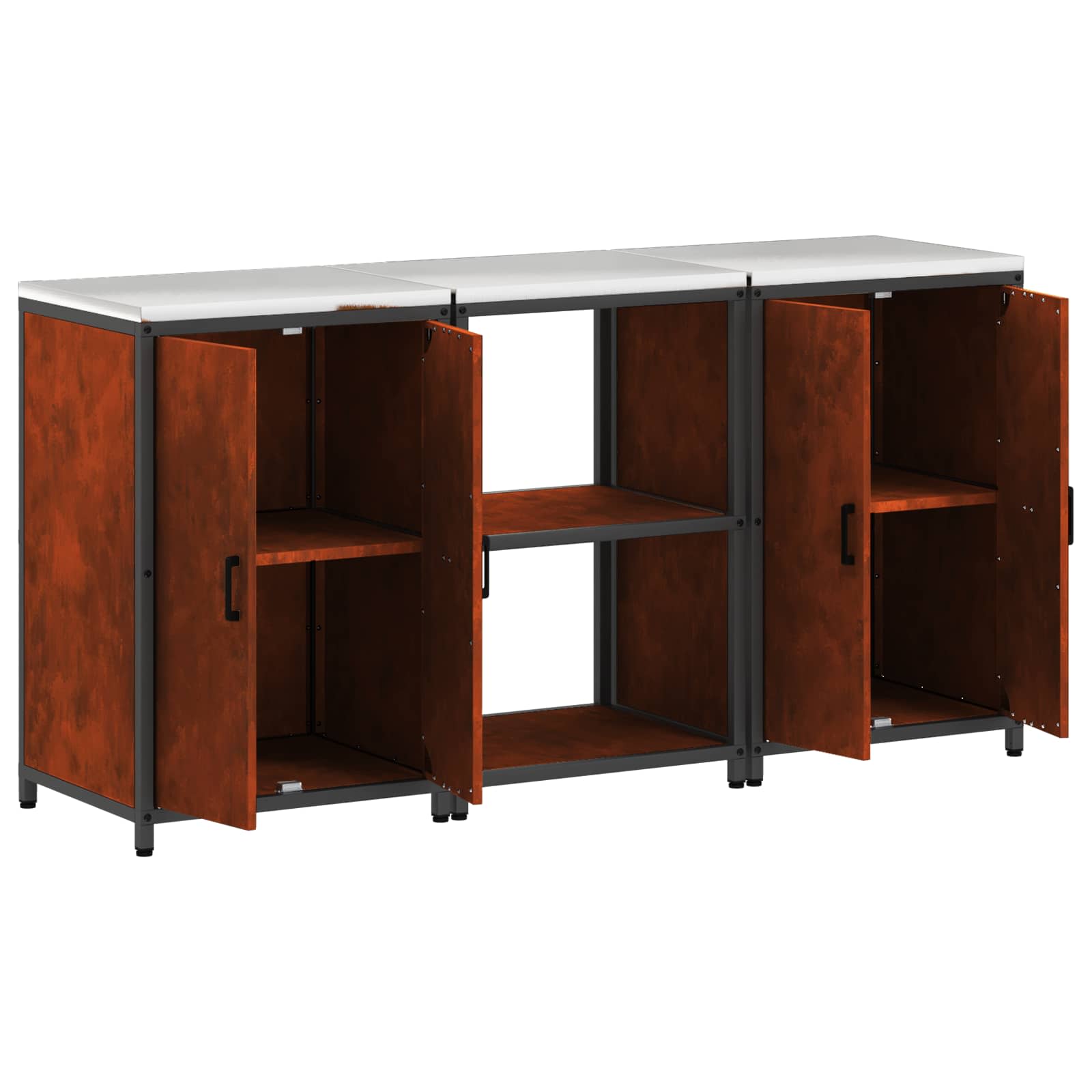 Kitchen Storage Set Hattem 3 Pcs Rusty Steel