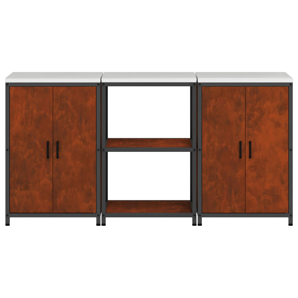 Kitchen Storage Set Hattem 3 Pcs Rusty Steel