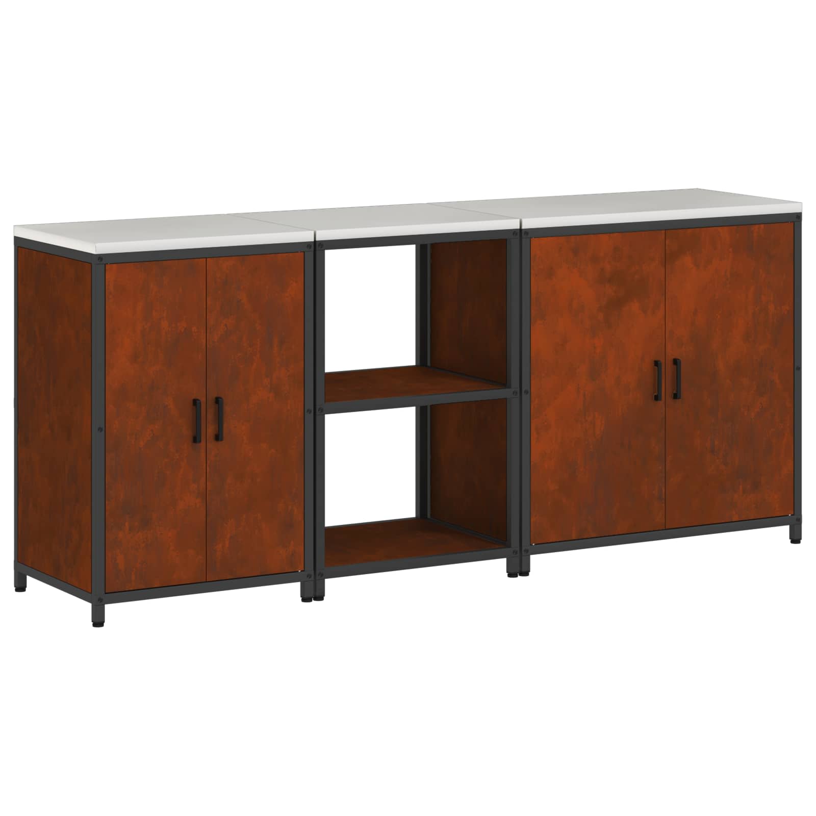 Kitchen Storage Set Hattem 3 Pcs Rusty Steel