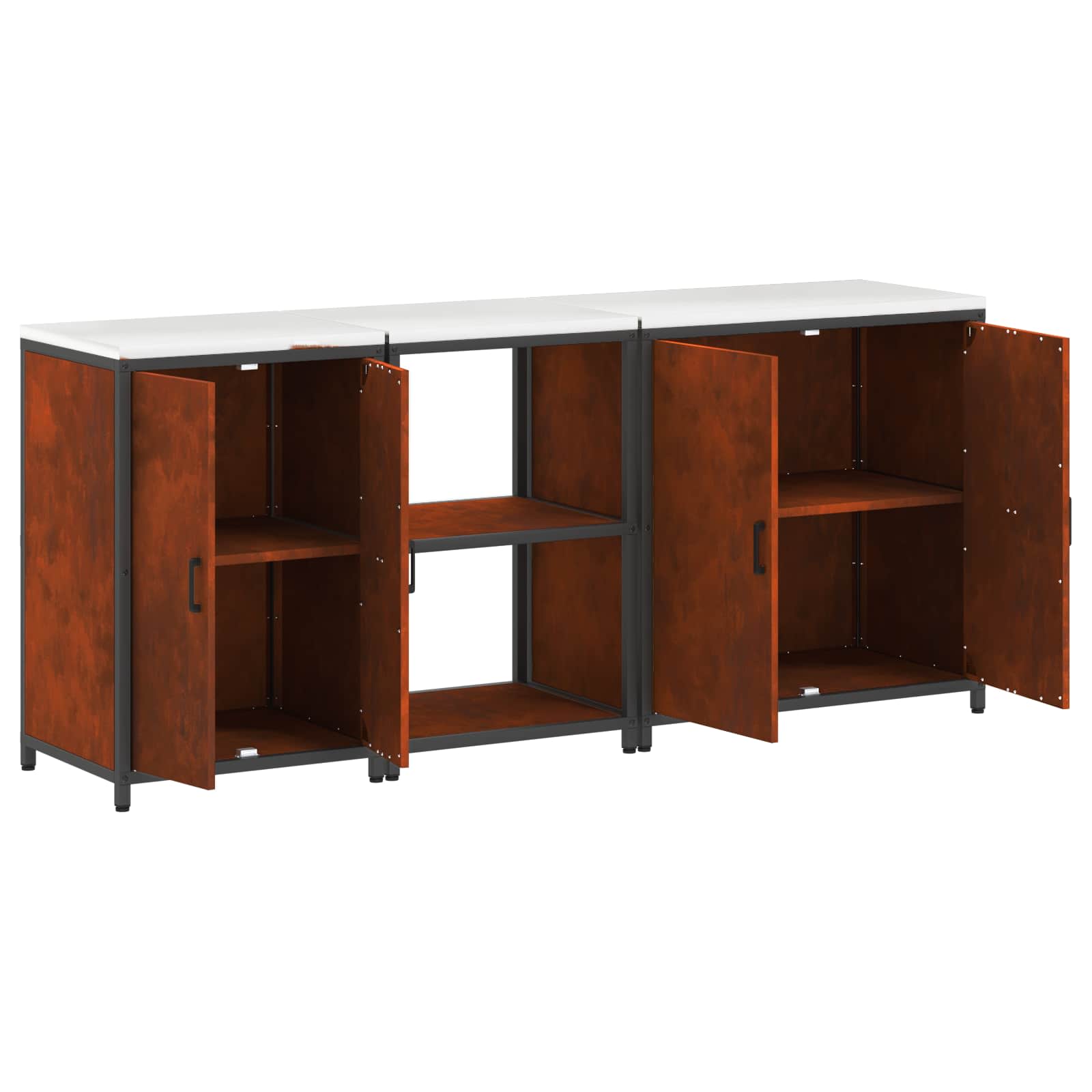 Kitchen Storage Set Hattem 3 Pcs Rusty Steel
