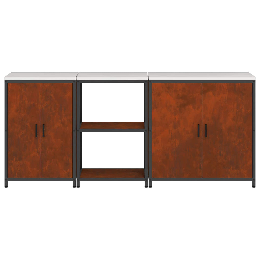 Kitchen Storage Set Hattem 3 Pcs Rusty Steel