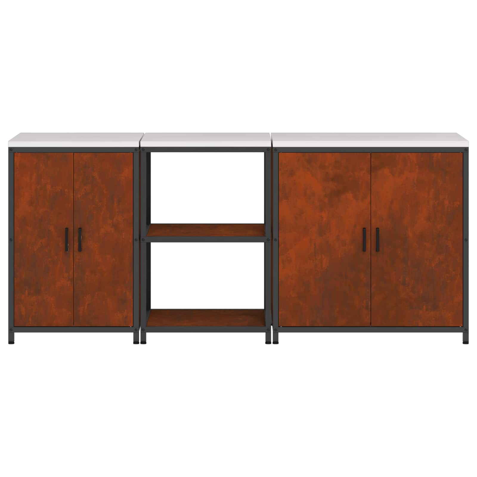 Kitchen Storage Set Hattem 3 Pcs Rusty Steel