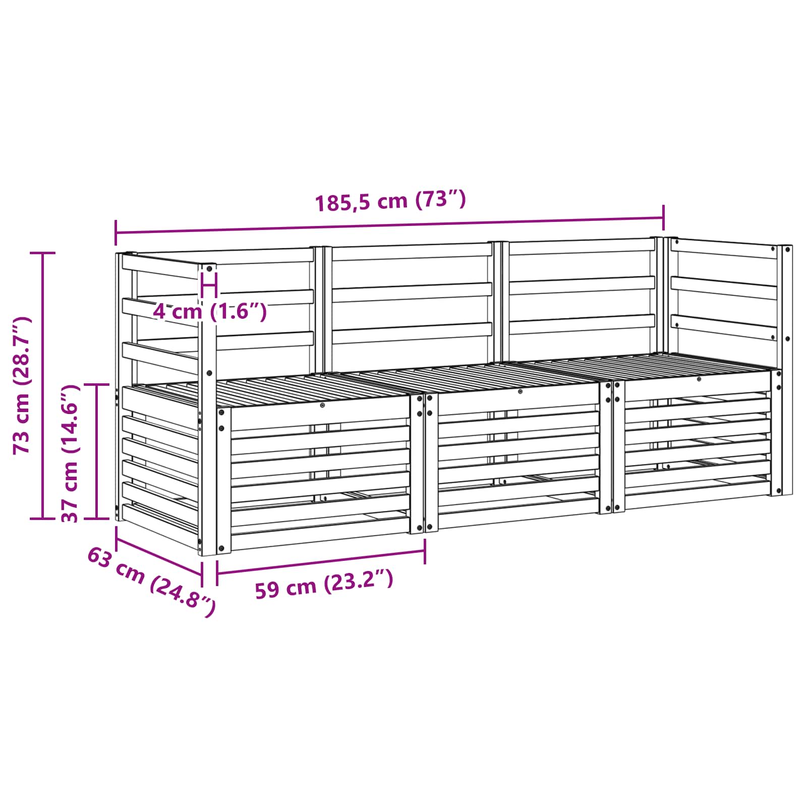 Sofa Sets Solid Acacia Wood